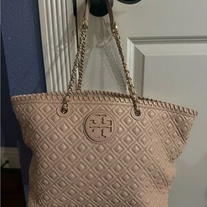 Tory Burch Quilted soft leather Beige (dusty rose) Tote